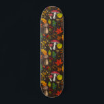 Skateboard Hongos, hojas, nueces y bayas otoñales en la oscur<br><div class="desc">Patrón vectorial Hа y pintado con varios hongos otoñales,  hojas caídas,  bellotas,  bayas y bichos</div>