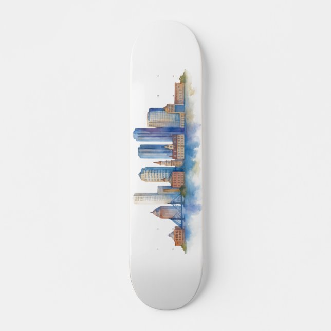Skateboard Horizonte de la ciudad de Boston en acuarela | Mod (Anverso )