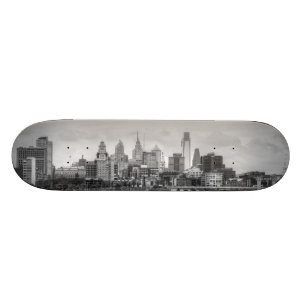 Skateboard Horizonte de Philadelphia en blanco y negro