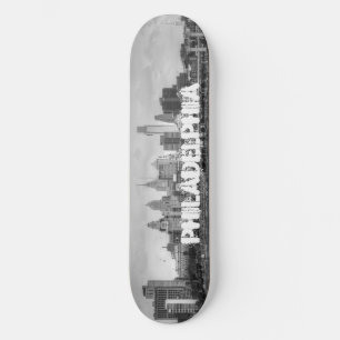 Skateboard Horizonte de Philadelphia en blanco y negro