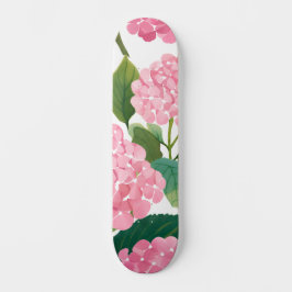 Skateboard Hortensia Rosa Acuarela Floral Costera