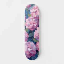 Skateboard Hortensias Florales Rosa Sonrojado