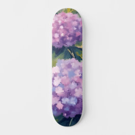 Skateboard Hortensias Moradas Acuarela Floral