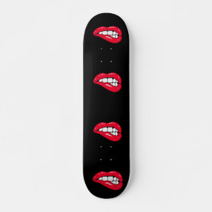 Skateboard Hot Cherry Lips Black Licorice Pop Art Deck