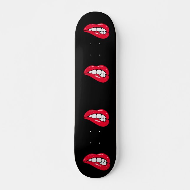 Skateboard Hot Cherry Lips Black Licorice Pop Art Deck (Anverso )
