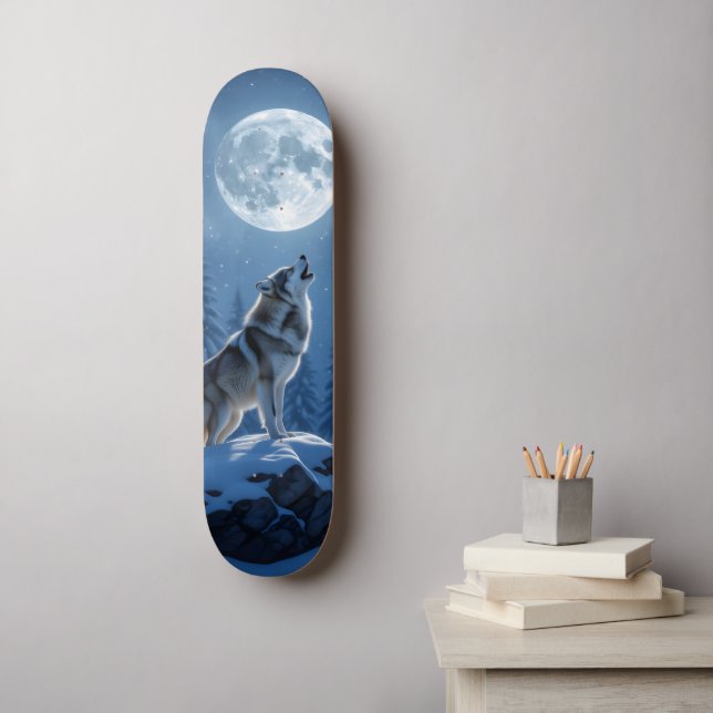 Skateboard Howling Wolf (Arte de la pared)