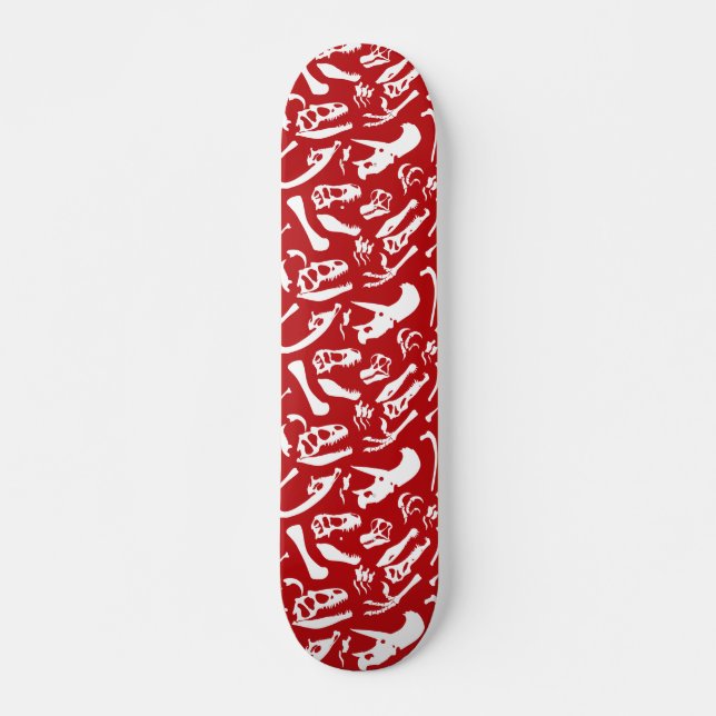 Skateboard Huesos de dinosaurio (rojos) (Anverso )