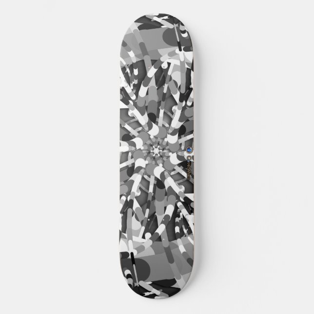 Skateboard Huevo primordial - explosión abstracta en blanco y (Anverso)