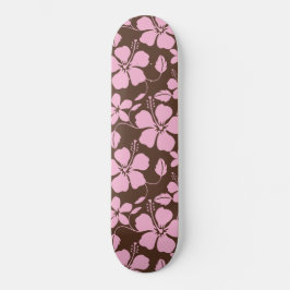 SKATEBOARD HULA HAWAIANA (HIBISCO) MARRÓN/ROSA