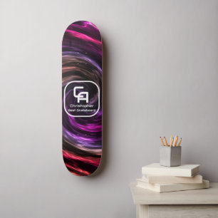 Skateboard Humo retorcido monograma multicolores
