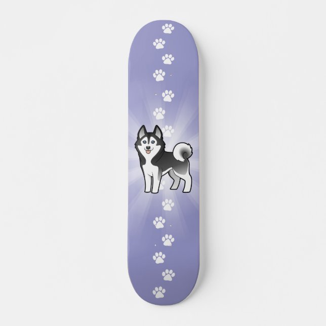 Skateboard Husky siberiano del dibujo animado/Malamute de (Anverso )