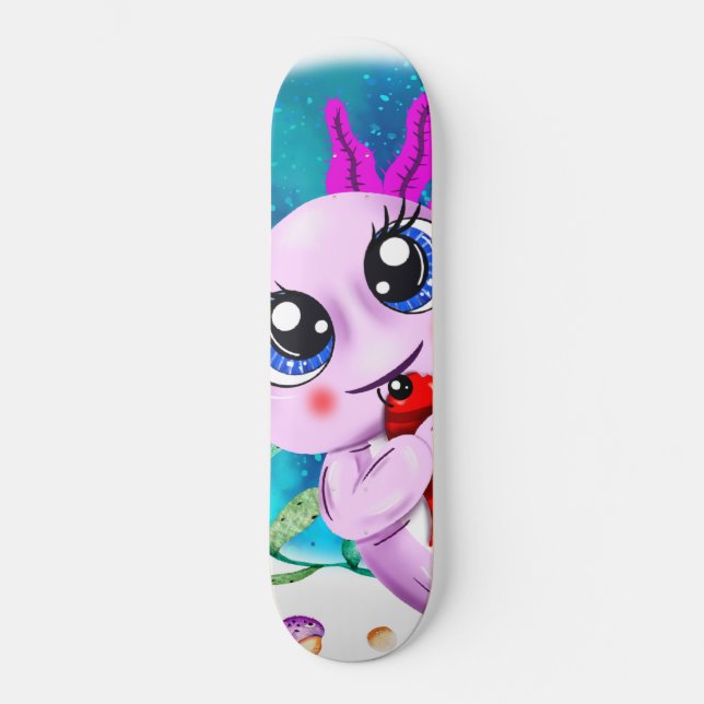 Skateboard I Preguntas Axolotl, Cute Axolotl Cita (Anverso)