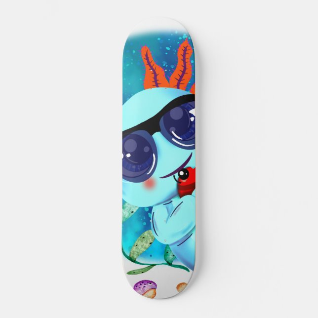 Skateboard I Preguntas Axolotl, Cute Axolotl Cita (Anverso)