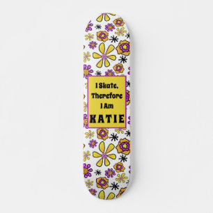 Skateboard I Skate Groovy Retro Personalizable Nombre Skatebo