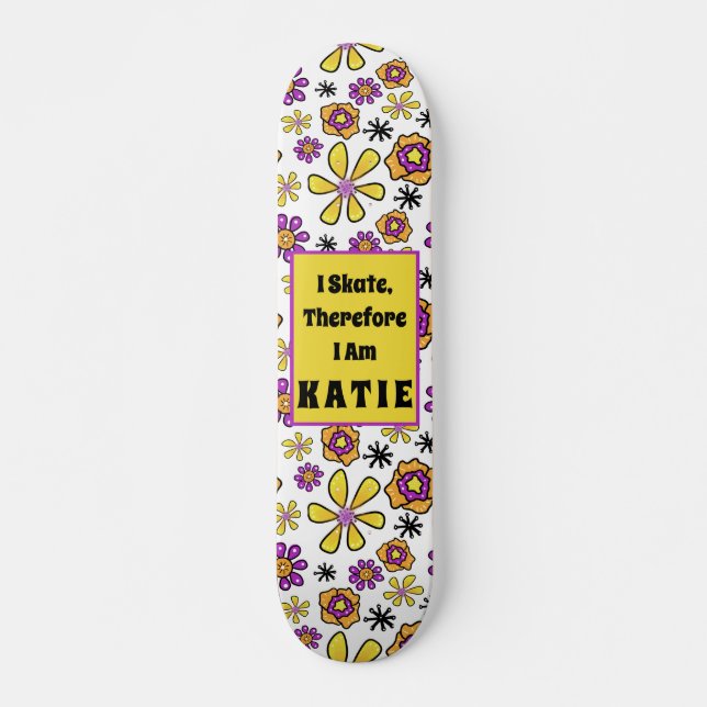Skateboard I Skate Groovy Retro Personalizable Nombre Skatebo (Anverso )
