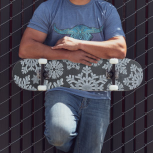 Skateboard Icy Frozen Winter Snowflakes Navidades Chalkboard