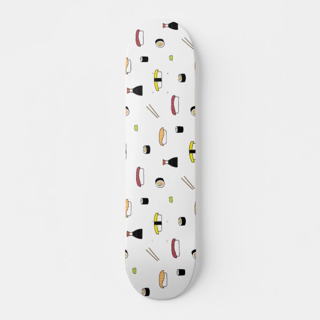 Skateboard Illustrated Sushi Roll Maki Nigiri Food Pattern (Anverso )