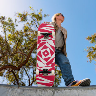 Skateboard Ilusión abstracta roja blanca