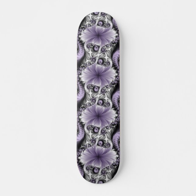 Skateboard Ilusión Lilac Resumen Arte Fractal Floral Fantasía (Anverso )
