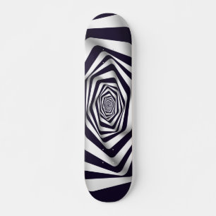 Skateboard ilusión óptica psicodélica círculo blanco y negro