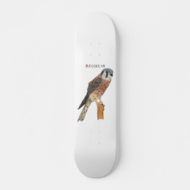 Skateboard Ilustracion americano de aves de Kestrel  (Anverso )