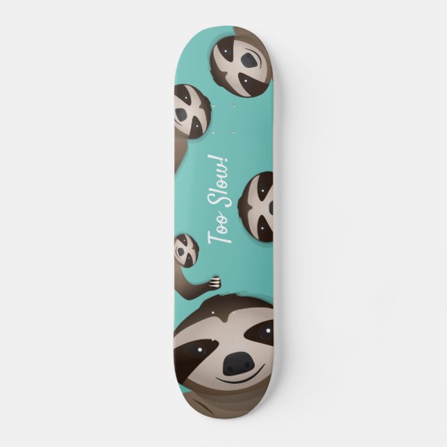 Skateboard Ilustracion animal Verde azulado demasiado lento (Anverso)