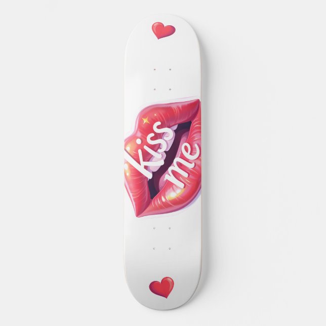 Skateboard Ilustración artística de labios rojos brillantes B (Anverso)