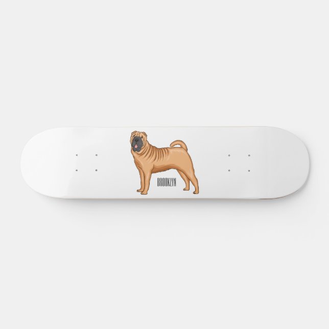 Skateboard Ilustracion chino de personalizado de perro Shar-P (Horz)