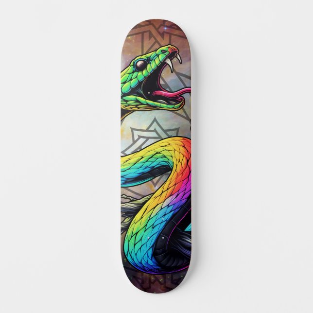 Skateboard Ilustracion colorido de serpiente (Anverso)