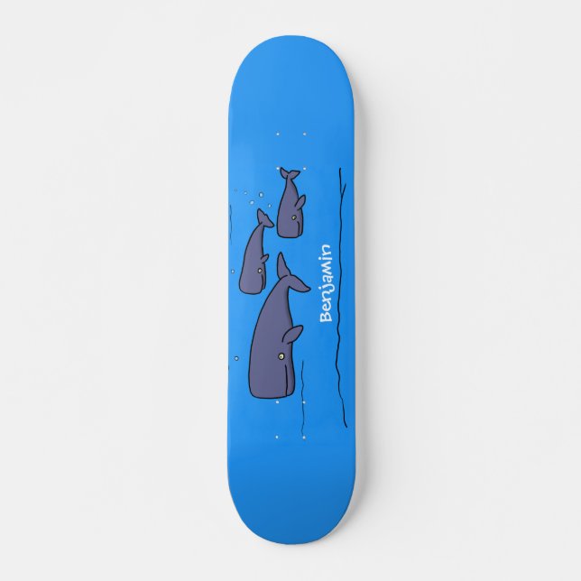 Skateboard Ilustracion de ballenas personalizados migratorias (Anverso )