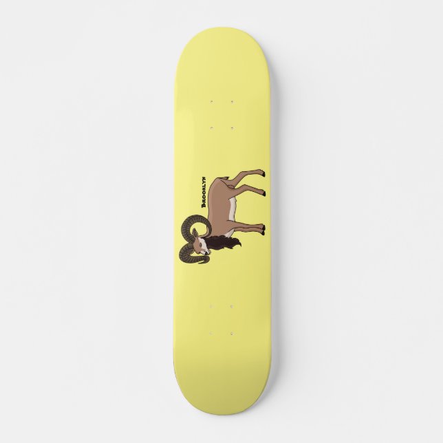 Skateboard Ilustracion de cabra de Mouflon (Anverso )