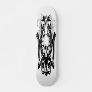 Skateboard Ilustracion de calavera y calamar dibujado a mano