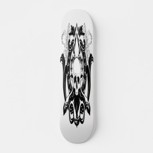 Skateboard Ilustracion de calavera y calamar dibujado a mano (Anverso )