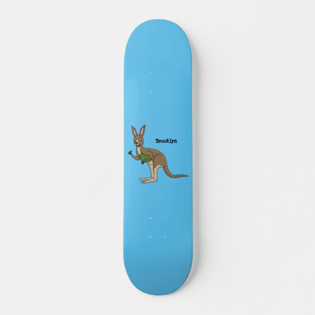 Skateboard Ilustracion de canguro australiano bastante feliz (Anverso )
