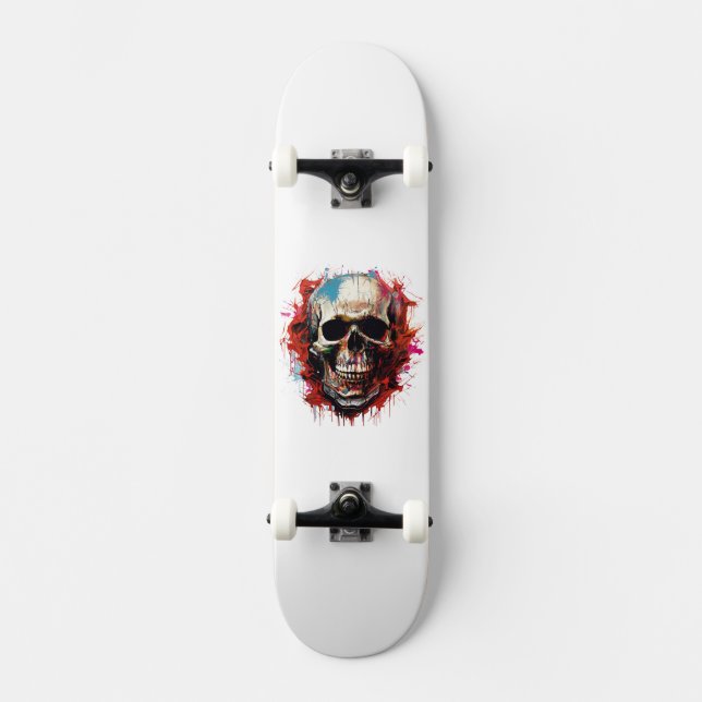 Skateboard Ilustración de cráneo genial (Anverso)