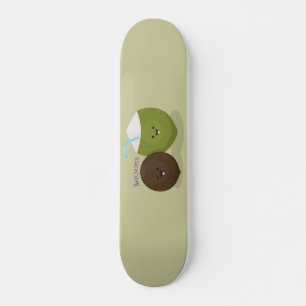 Skateboard Ilustración de dibujos animados de coconuts kawaii