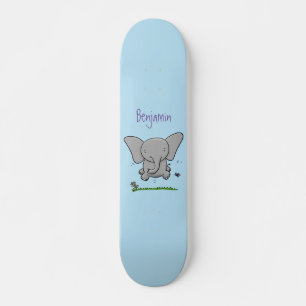 Skateboard Ilustración de dibujos animados de elefante bebé l