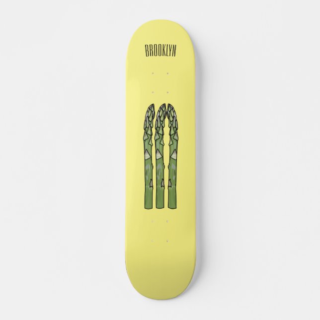 Skateboard Ilustración de dibujos animados de espárragos (Anverso )