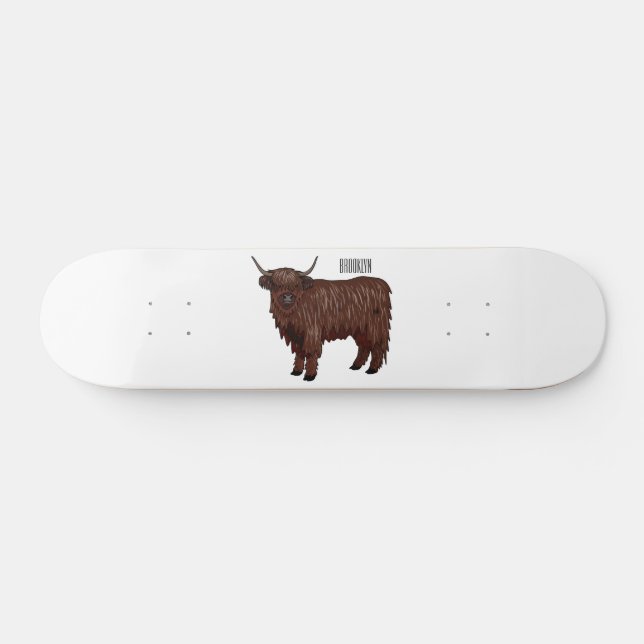 Skateboard Ilustración de dibujos animados de vaca de las Hig (Horz)