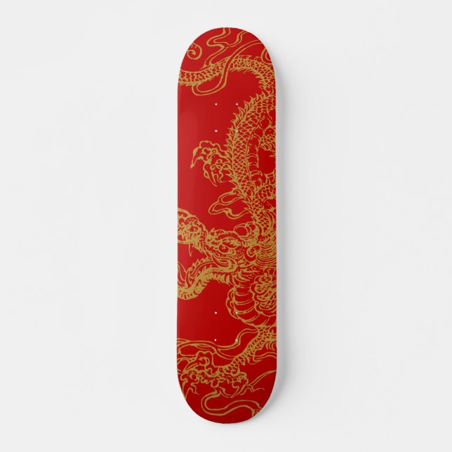 Skateboard Ilustracion de dragón oriental (Anverso )