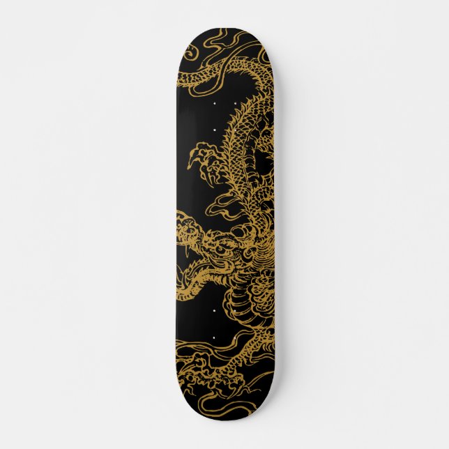 Skateboard Ilustracion de dragón oriental (Anverso )