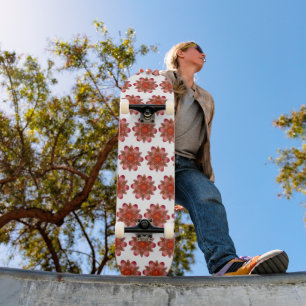 Skateboard Ilustración de Flor Silvestre Roja Rústica Dibuj