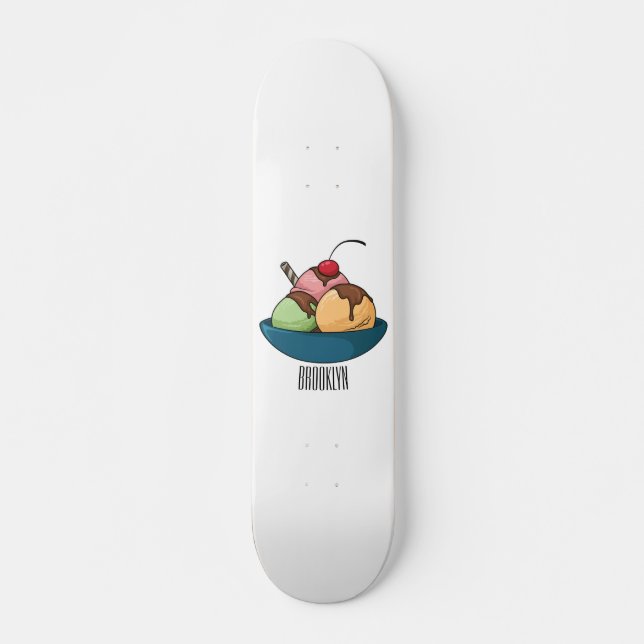 Skateboard Ilustracion de helado personalizado (Anverso )