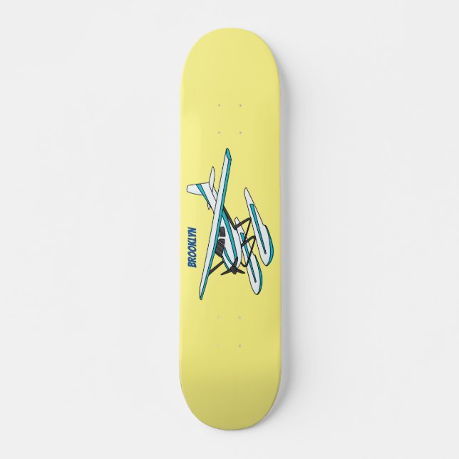 Skateboard Ilustracion de hidroavión azul blanco (Anverso )
