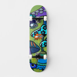 Skateboard Ilustración de hongo colorido