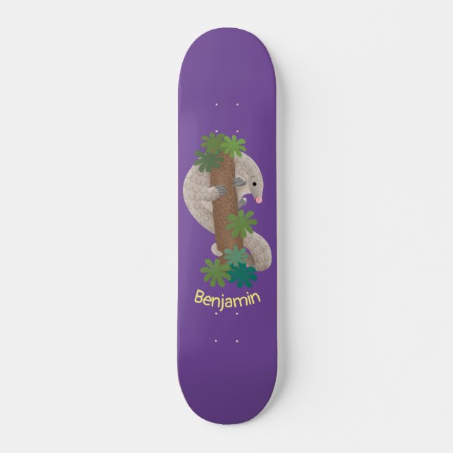 Skateboard Ilustracion de hormigón de pangolin feliz (Anverso )