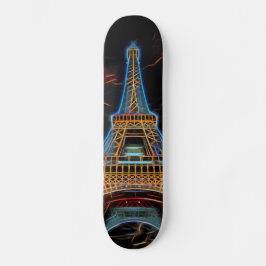Skateboard Ilustracion de la Torre Eiffel - París, Francia