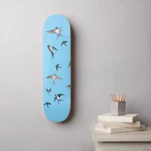 Skateboard Ilustracion De Las Aves Tragadas Voladoras