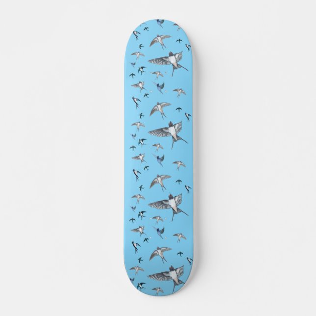 Skateboard Ilustracion De Las Aves Tragadas Voladoras (Anverso )