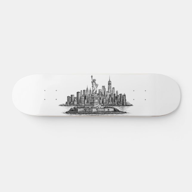 Skateboard Ilustración de línea del horizonte de la ciudad de (Horz)